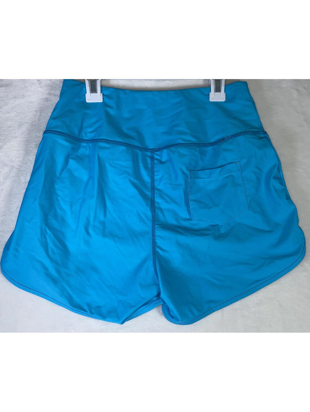 Gradual Women's XL Aqua Blue Lined Athletic Stretch Shorts High Waist 3” Inseam - Picture 4 of 12